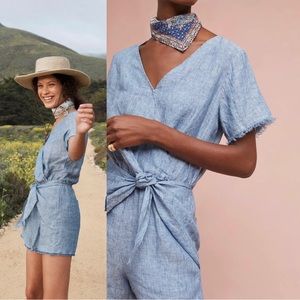 Anthropologie Sanctuary Linen Front Tie Romper - Size L